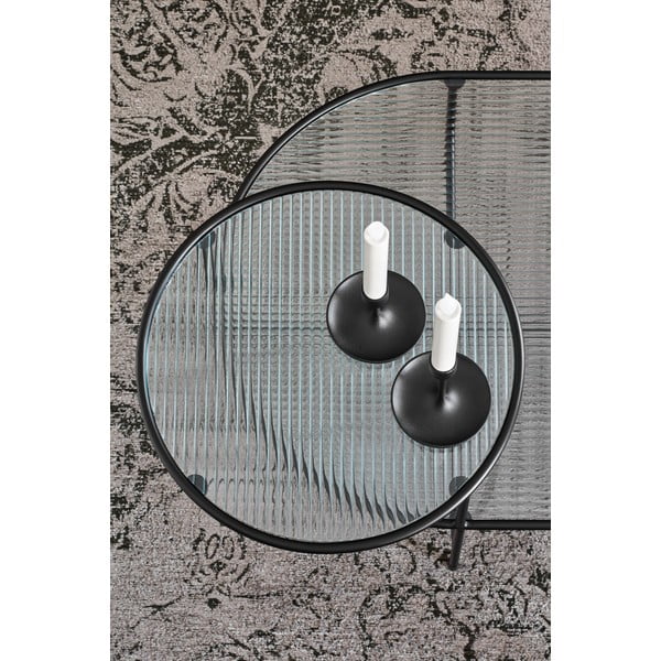 Черна масичка за кафе със стъклен плот Nix - Teulat-image-1