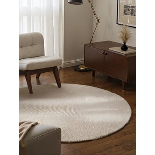 Ръчно изработен вълнен кръгъл килим в светло естествен цвят ø 150 cm Eleni Natural White – Hanse Home