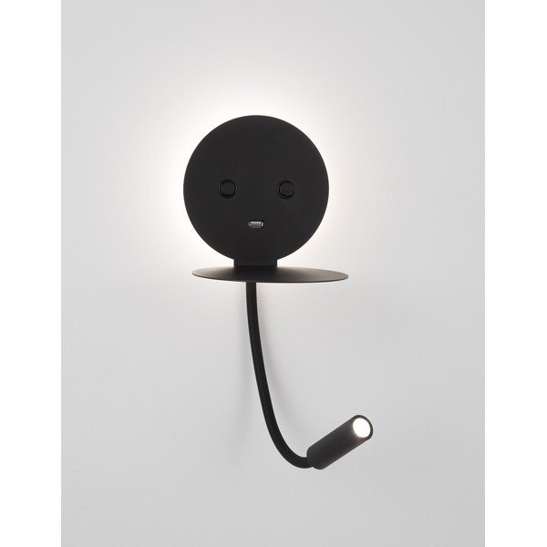 Черна алуминиева LED стенна лампа с огъваща се структура/с USB порт Eclip – Nova Luce-image-4