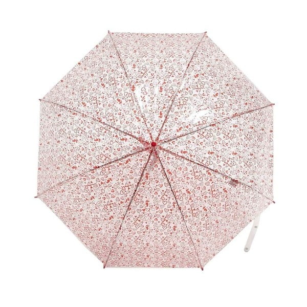 Прозрачен гол чадър с червени детайли Клетка за птици Сърце, ⌀ 99 см - Ambiance