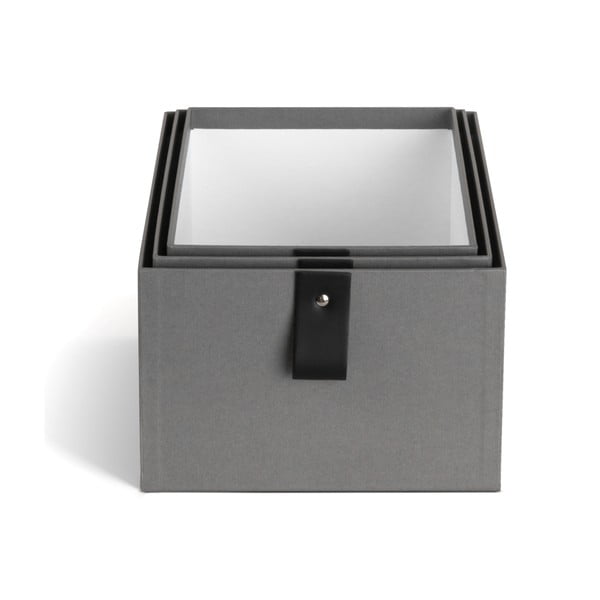 Сиви картонени кутии за съхранение в комплект от 3 бр. 20,5x29,5x14,5 cm Aston Paper Laminate – Bigso-image-3