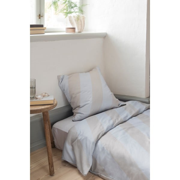 Светлосиво-бежово двойно удължено спално бельо от памучен сатен 200x220 cm Diagonal – Mette Ditmer Denmark-image-1