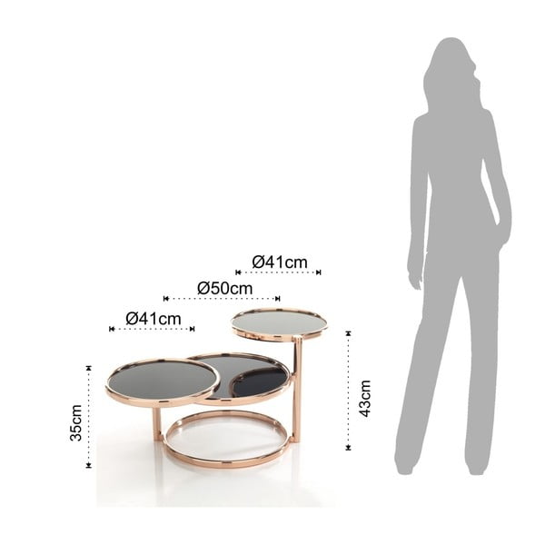 Въртяща се масичка за кафе от мед с черен плот , ⌀ 50 cm Tree Rings Cooper - Tomasucci-image-1