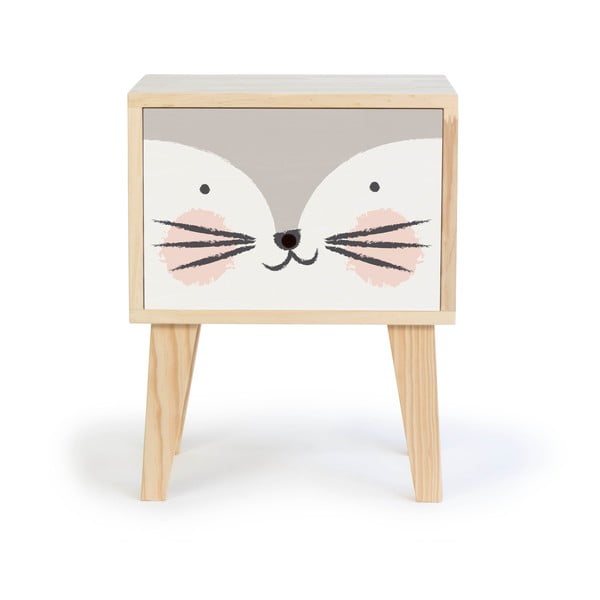 Детско нощно шкафче от борова дървесина Kitten - The Wild Hug