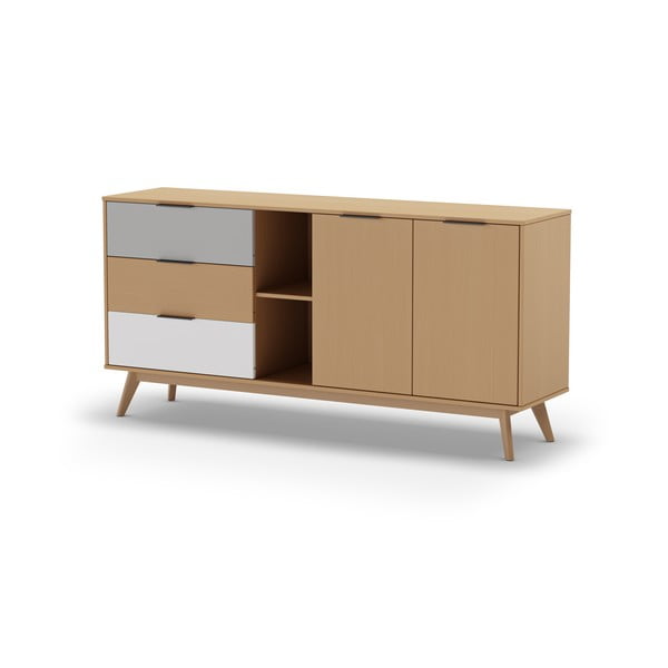 Нисък скрин от естествен дъб 165x81 cm Elfa - Marckeric-image-2