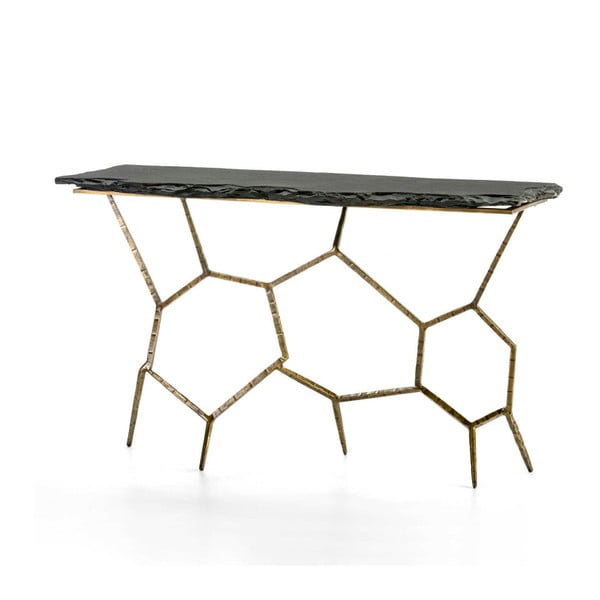 Konzolový stolek s kamenou deskou a železnou konstrukcí Thai Natura, 130 x 77 cm