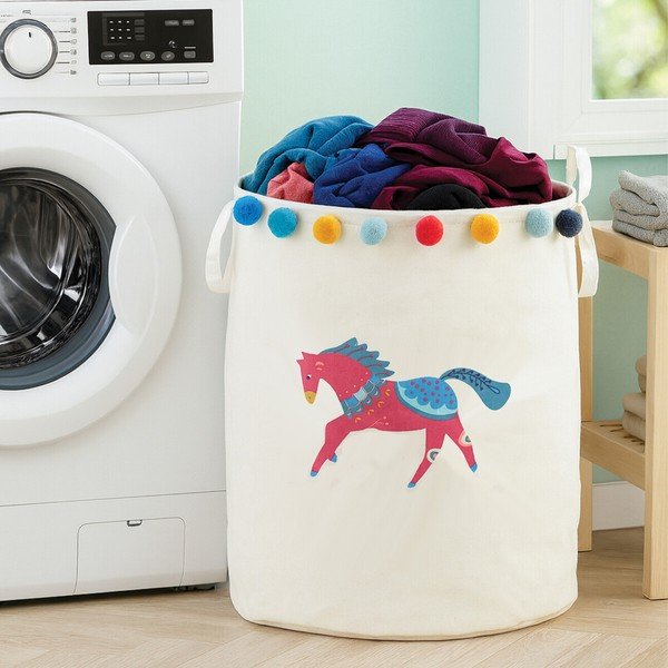 Бяла текстилна детска кошница за играчки ø 38x48 cm Mimo Eclectic Horse – Premier Housewares-image-3