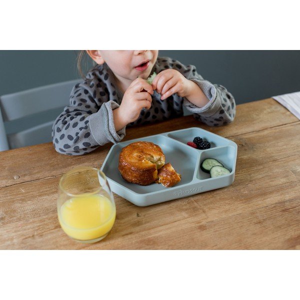 Синя силиконова детска чиния 16x25 cm – Kindsgut-image-4