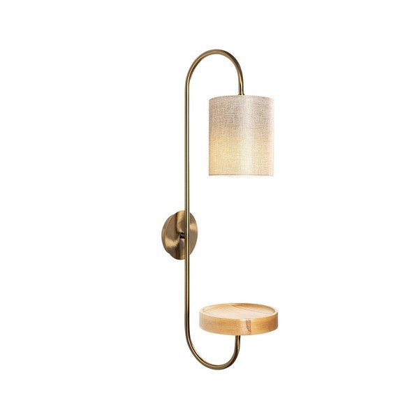 Метална стенна лампа в златисто с кремав абажур Opviq lights Marylena - Opviq lights-image-3
