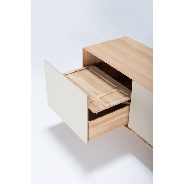 Бяла/естествена маса за телевизор от масивен дъб 180x64 cm Fina – Gazzda-image-1