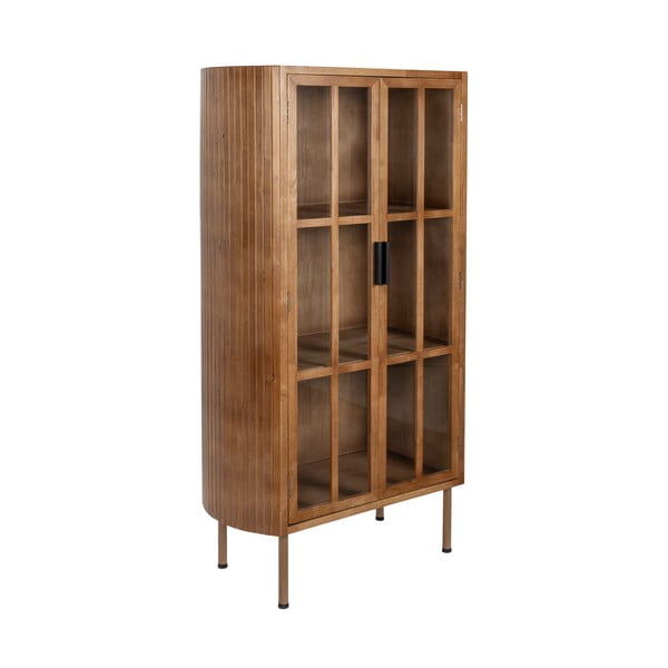 Витрина от масивно каучуково дърво в естествен цвят 80x140x38 cm Yaz – White Label-image-2