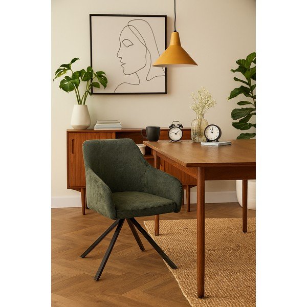 Зелен тапициран трапезен стол Lunio – Bonami Essentials-image-1