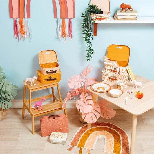 Детски памучен килим в оранжево и розово , 50 x 60 cm Earth Rainbow - Sass & Belle-image-1