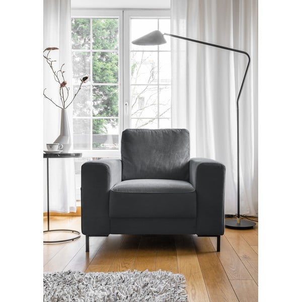 Тъмносиво кресло от рипсено кадифе Lofty Lilly – Miuform-image-1