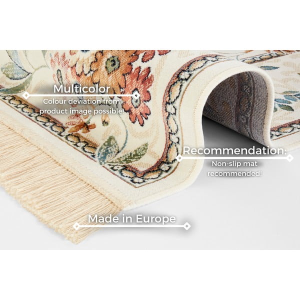 Кремав килим от вискоза 135x195 cm Oriental Flowers – Nouristan-image-4