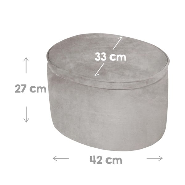 Светлосиво кадифено бебешко пуфче Lil Sofa - Roba-image-3