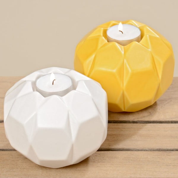 Sada 2 svícnů Origami White Yellow