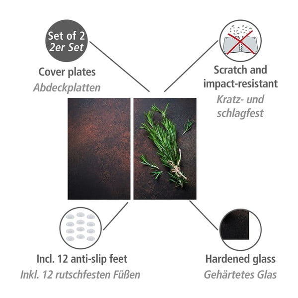 Капаци за печки от закалено стъкло в комплект от 2 броя 52x30 cm Rosemary - Allstar-image-3