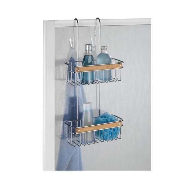 Двуетажен душ от неръждаема стомана с висящ рафт Zerbo - Wenko-image-2