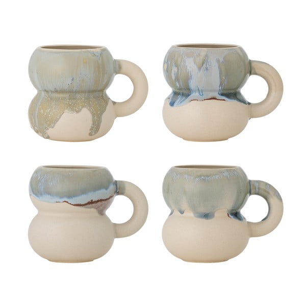 Сини/кремави глинени чаши в комплект от 4 бр. 400 ml Luna – Bloomingville