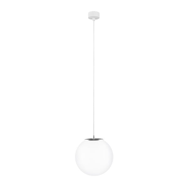 Бяла висяща лампа с бял кабел и сребърни детайли Tsuri, ⌀ 25 cm - Sotto Luce