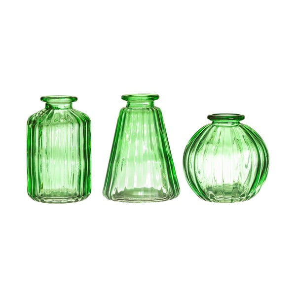 Комплект от 3 зелени стъклени вази Bud - Sass & Belle