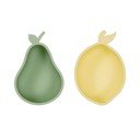 Жълти/зелени силиконови детски купички 2 бр. Lemon & Pear – OYOY Mini
