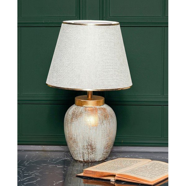 Кремава/ в златист цвят настолна лампа с текстилен абажур (височина 47 cm) Yakamoz – Opviq lights-image-1