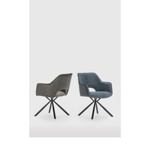 Сиви тапицирани трапезни столове в комплект с подлакътници 2 бр. Mariel – Marckeric-image-1