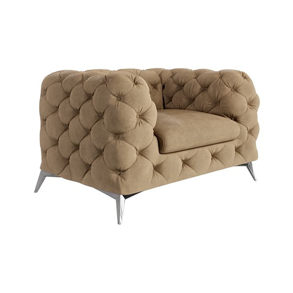 Светлокафяво кадифено кресло Chelsea – Ropez