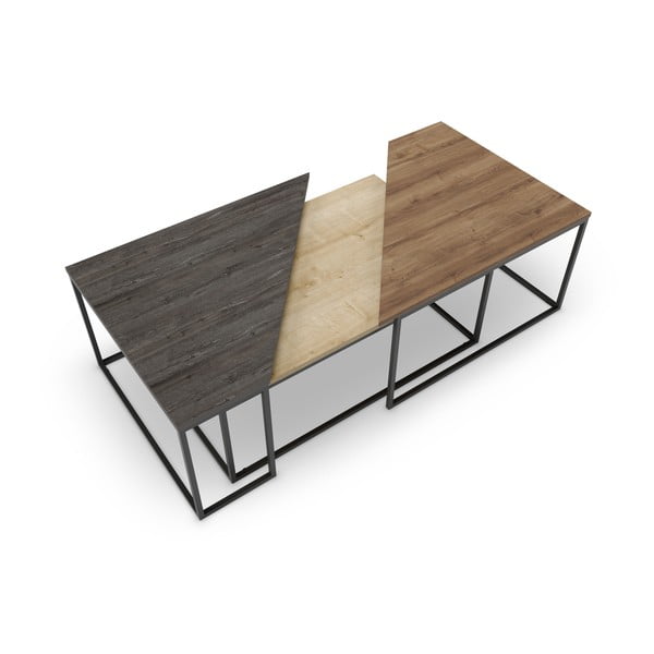 Масички за кафе в комплект от 3 броя с плот от орехово дърво в естествен цвят 70x110 cm Titan - Marckeric-image-3