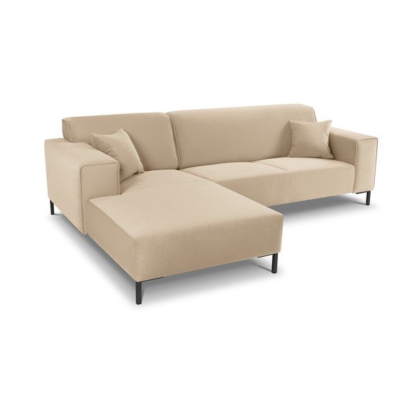 Бежов ъглов диван от кадифе Siena, ляв ъгъл - Cosmopolitan Design-image-4