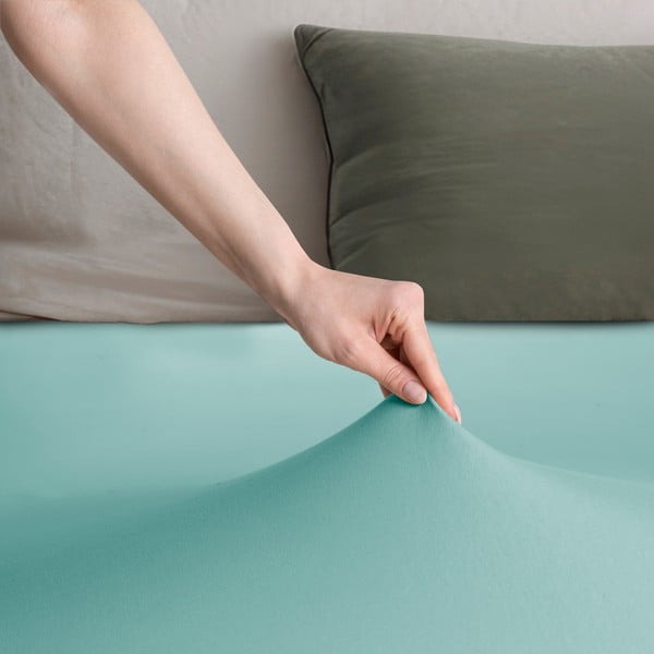 Тюркоазен еластичен чаршаф от джърси 200x200 cm Amber – Restilo-image-1