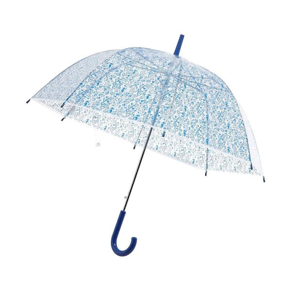 Прозрачен гол чадър със сини детайли Клетка за птици Сърце, ⌀ 99 см - Ambiance