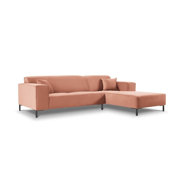 Розов кадифен ъглов диван Siena, десен ъгъл - Cosmopolitan Design