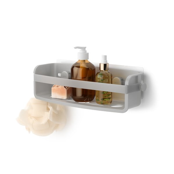Сив самоносещ рафт за баня, изработен от рециклирана пластмаса Flex Adhesive - Umbra-image-3