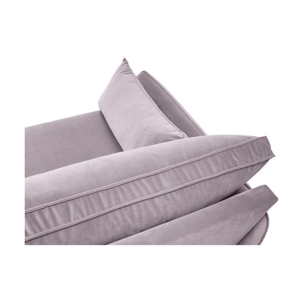 Светлорозов ъглов диван от кадифе с черни крака, ляв ъгъл Lento - Kooko Home-image-4