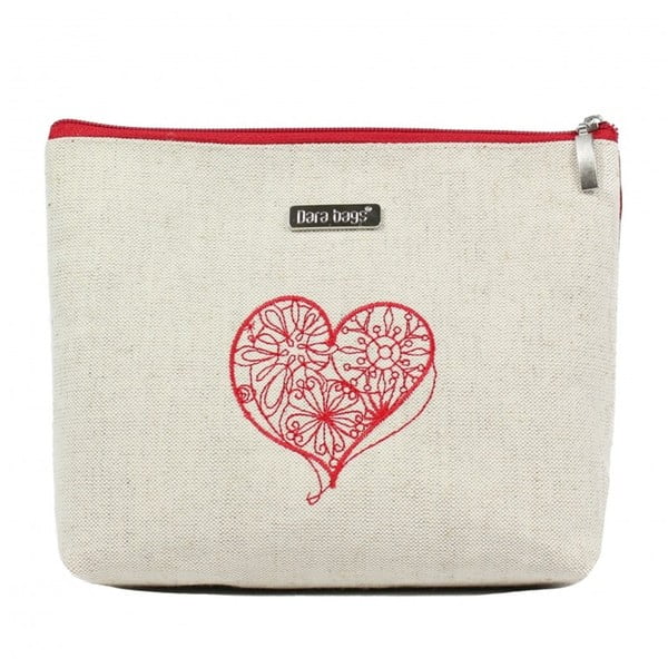 Бежово-червена козметична чанта Baggie Big No.497 - Dara bags
