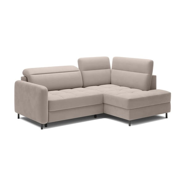 Светлокафяв кадифен разтегателен ъглов диван с място за съхранение (десен ъгъл L форма) Barea – ELTAP-image-2