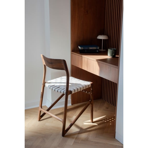 Трапезен стол в бял и кафяв цвят Fawn – Gazzda-image-1