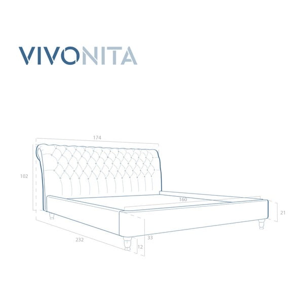 Легло от сива букова дървесина Allon, 160 x 200 cm - Vivonita-image-2