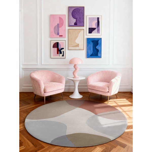 Бежов ръчно изработен вълнен кръгъл килим ø 200 cm Hackney Clarissa – Ted Baker-image-1