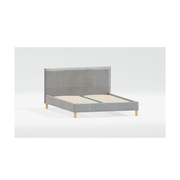 Сиво двойно тапицирано легло с включена подматрачна рамка 160x200 cm Tina – Ropez