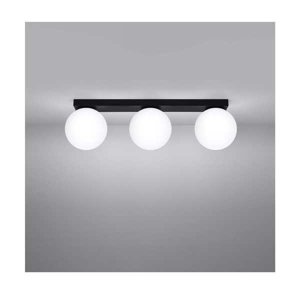 Черна лампа за таван със стъклен абажур ø 12 cm Umerta - Sollux-image-2