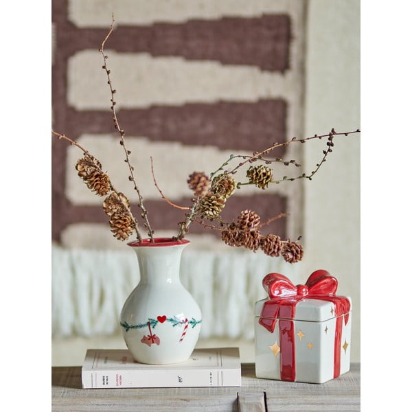 Бяла глинена ваза с коледен мотив (височина 16 cm) Yule – Bloomingville-image-1