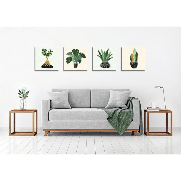 Картини в комплект от 4 бр. 30x30 cm Plants - Wallity-image-2