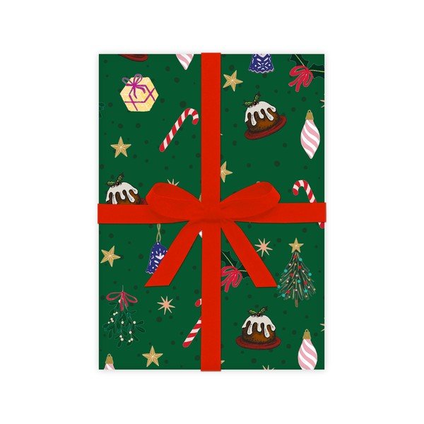 5 листа зелена опаковъчна хартия, 50 x 70 cm Christmas Fun - eleanor stuart-image-2