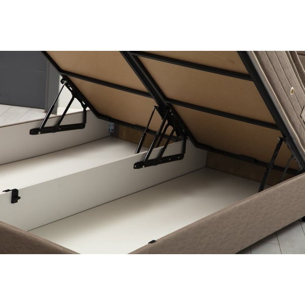 Кафяво тапицирано единично легло  с място за съхранение с включена подматрачна рамка 120x200 cm Orina – Kalune Design-image-1