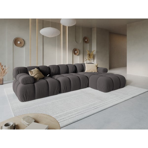 Тъмносив кадифен диван 285 cm Bellis - Micadoni Home-image-1