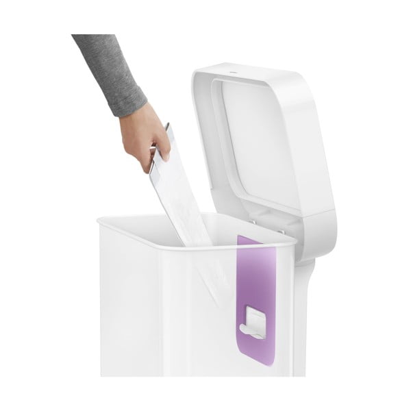 Бяло стоманено кошче за боклук с педал 55 l – simplehuman-image-1